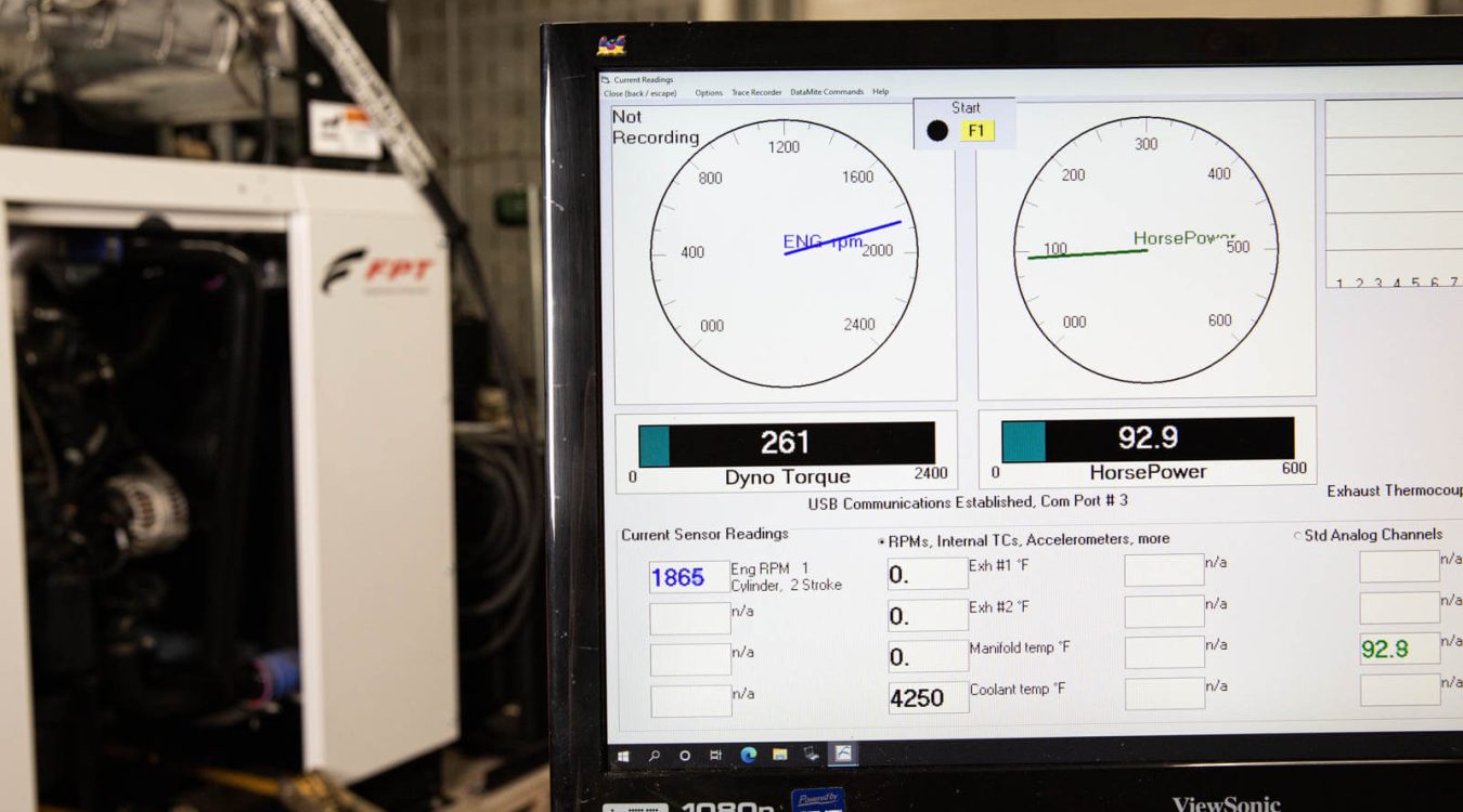 computer showing dyno test